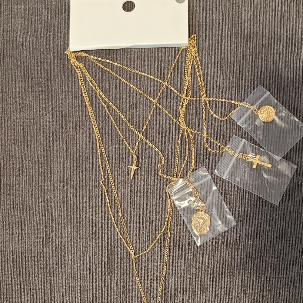 Cross Pendant Layered Necklace.